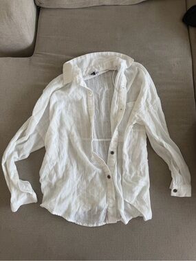 Princess Polly Men's White Lightweight Button-Down Shirt